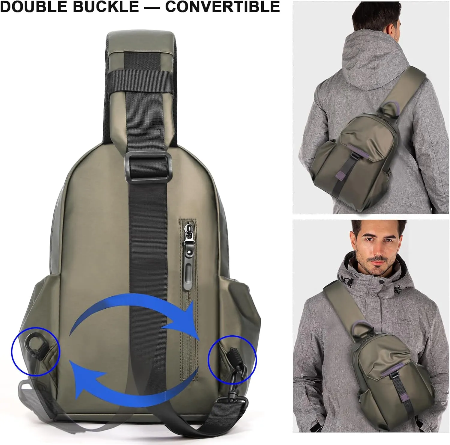 Crossbody Sling Backpack Sling Bag Travel Hiking Chest Bag Daypack，Water-Resistant (champagne, small)