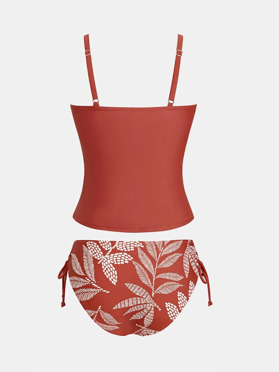 CUPSHE Women's Tankini Sets Two Piece Swimsuit Scoop Neck Ruched Adjustable Straps Drawstring Mid Rise