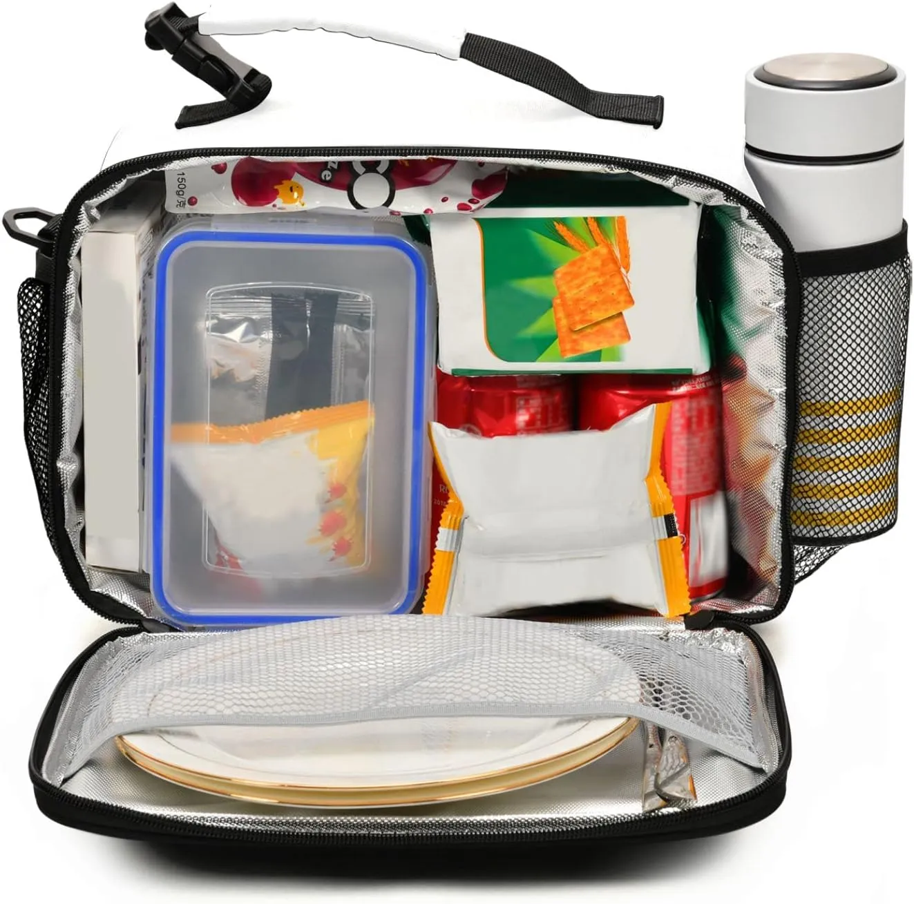Custom Dark Grey Insulated Lunch Bag with Adjustable Shoulder Strap Lunch Box for Students Women Light Weight Tote Lunch bag for Work Picnic School