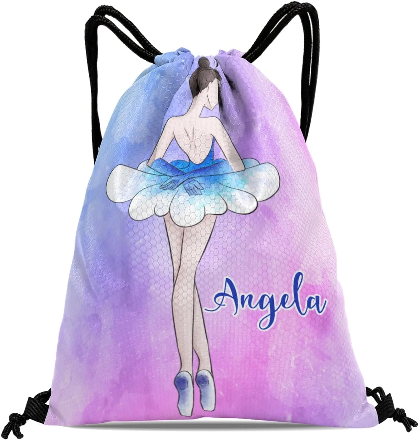 Custom Elegant Dancer Ballet Drawstring Bag with Name Personalized Cheerleading Travel Outdoor Drawstring Bag for Man Woman