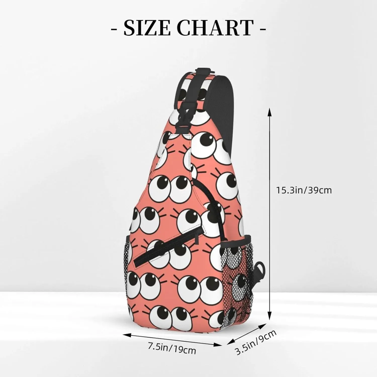 Cute Funny Cartoon Sketch Eyes Crossbody Bag Cross Chest Bag Adjustable Sling Backpack Sports Gym Shoulder Bags Travel Cycling Daypack Diagonally Casual Rucksack