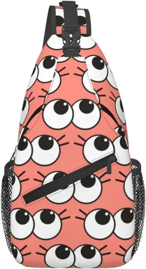 Cute Funny Cartoon Sketch Eyes Crossbody Bag Cross Chest Bag Adjustable Sling Backpack Sports Gym Shoulder Bags Travel Cycling Daypack Diagonally Casual Rucksack