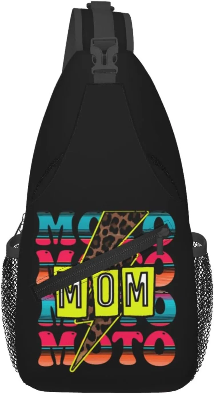 Cute Moto Mom Motocross Mother Racing Dirt Bike Sling Bag Crossbody Bag Casual Chest Bags Travel Shoulder Backpack