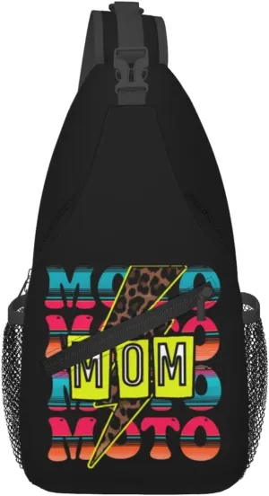 Cute Moto Mom Motocross Mother Racing Dirt Bike Sling Bag Crossbody Bag Casual Chest Bags Travel Shoulder Backpack