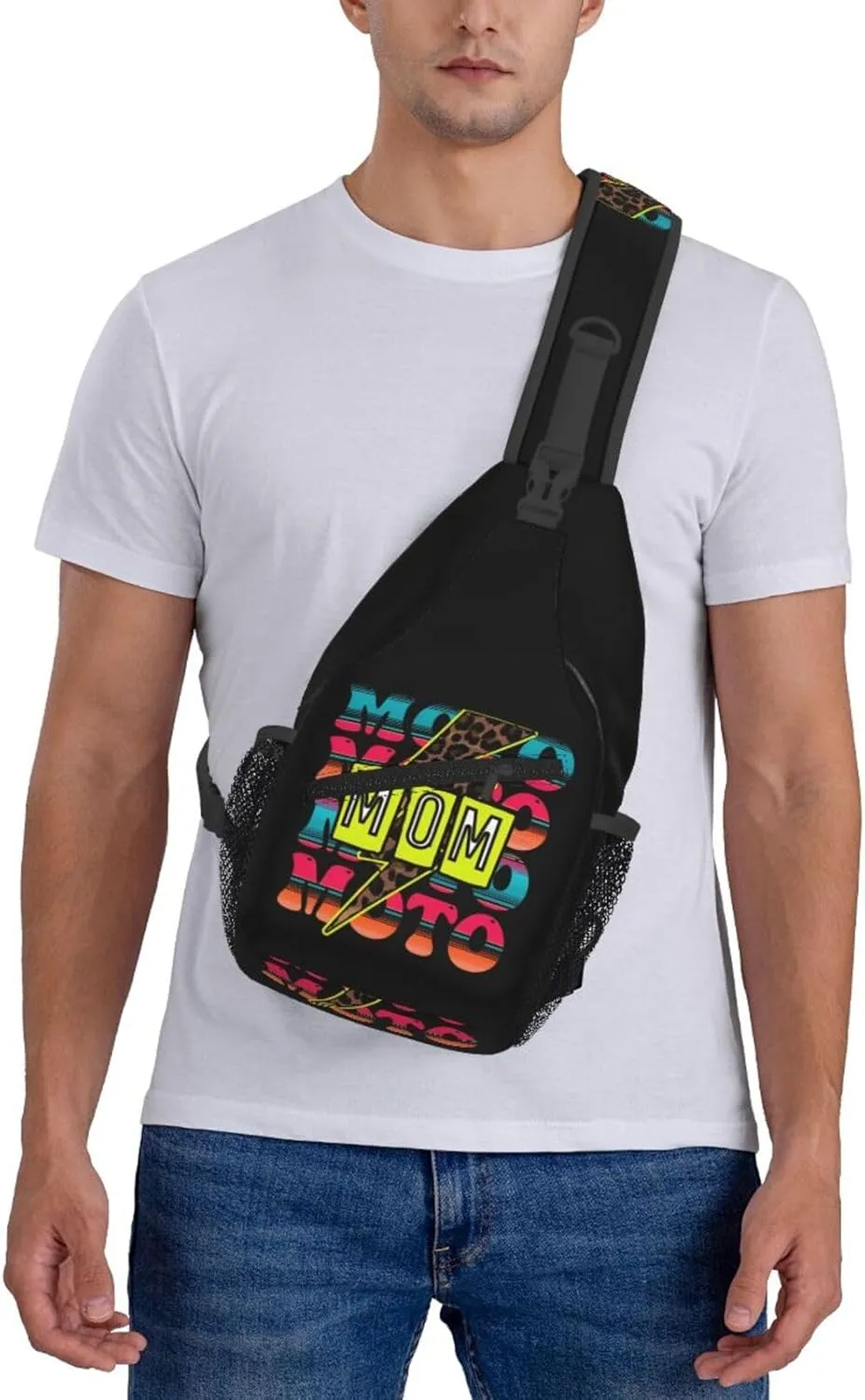 Cute Moto Mom Motocross Mother Racing Dirt Bike Sling Bag Crossbody Bag Casual Chest Bags Travel Shoulder Backpack