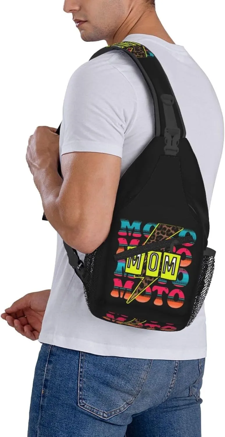Cute Moto Mom Motocross Mother Racing Dirt Bike Sling Bag Crossbody Bag Casual Chest Bags Travel Shoulder Backpack