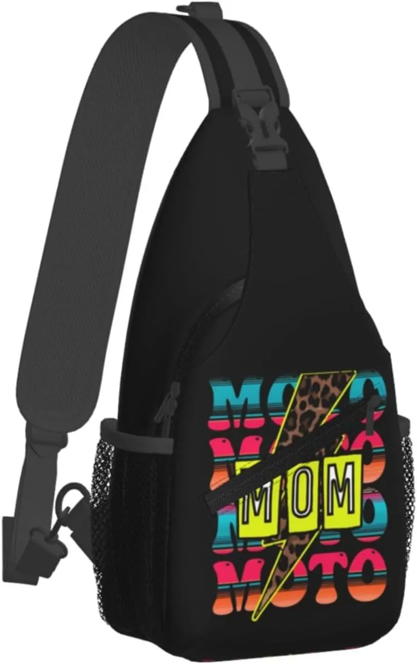 Cute Moto Mom Motocross Mother Racing Dirt Bike Sling Bag Crossbody Bag Casual Chest Bags Travel Shoulder Backpack