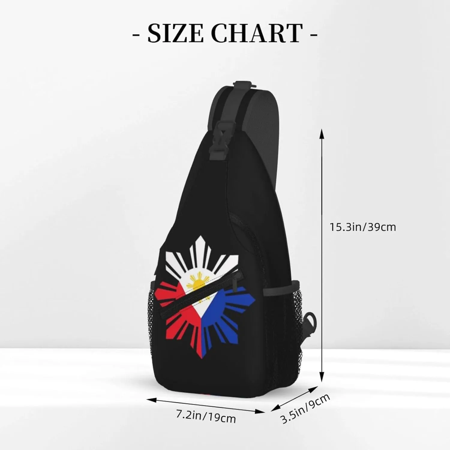 Cute Philippines Flag Sling Backpack,Travel Hiking Daypack Filipino Crossbody Shoulder Bag for Men Women