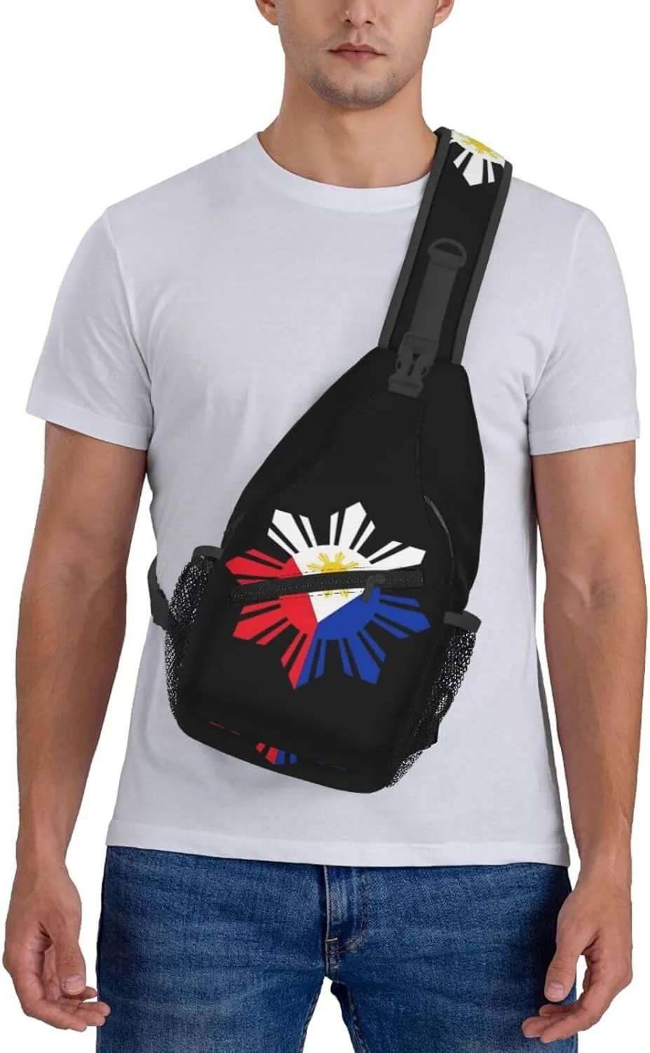 Cute Philippines Flag Sling Backpack,Travel Hiking Daypack Filipino Crossbody Shoulder Bag for Men Women