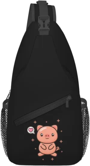Cute Pig Crossbody Bags For Women Men Chest Backpack Gym Shoulder Bag Travel Outdoor Sports Casual Crossbody Bags