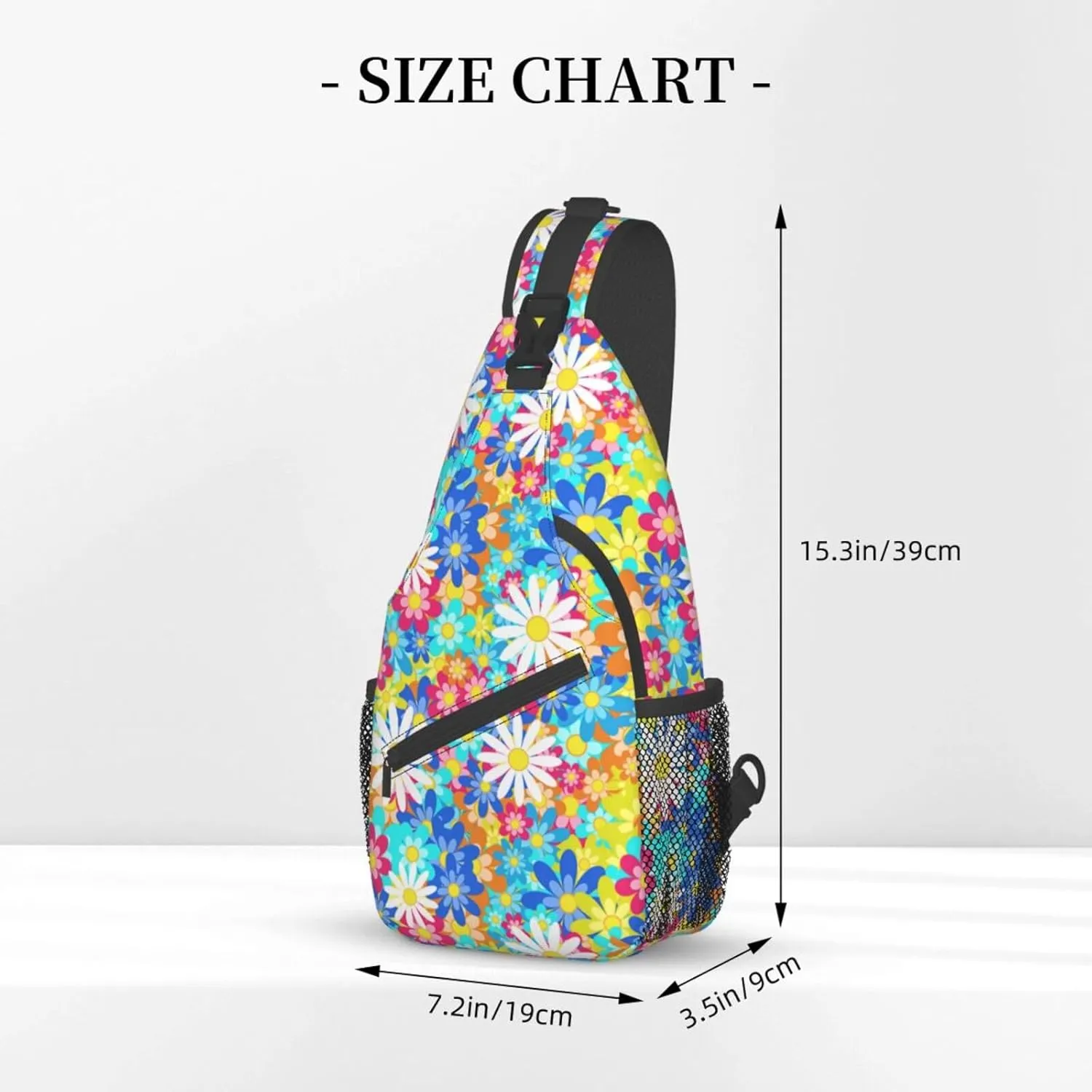 Daisy Flower Sling Backpack Chest Bag Crossbody Shoulder Bag Gym Cycling Travel Hiking Daypack For Men Women
