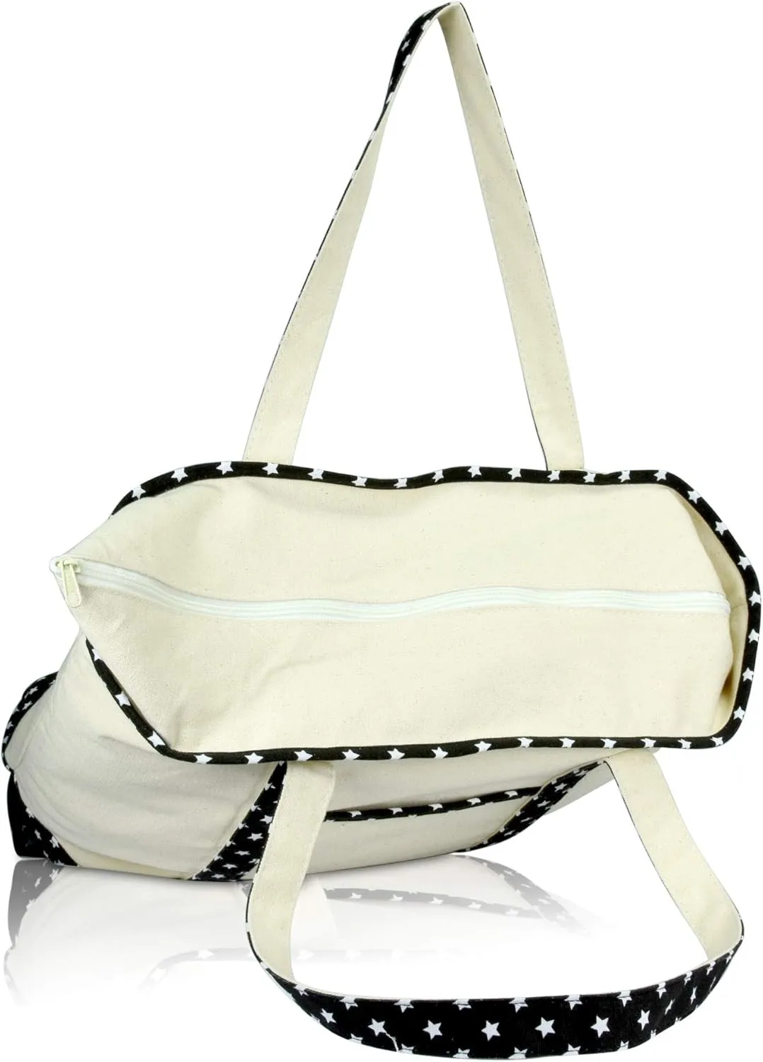 DALIX Initial Tote Bag Personalized Monogram Black Star Zippered Top Letter - L