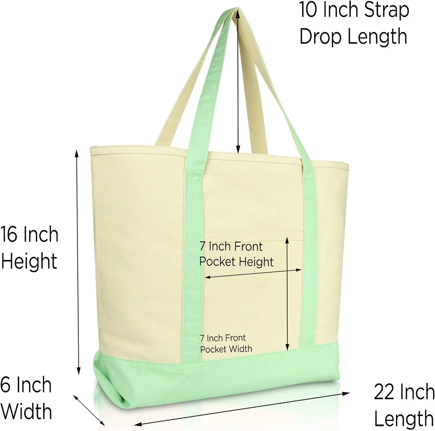 DALIX Initial Tote Bag Personalized Monogram Mint Green Zippered Top Letter - C