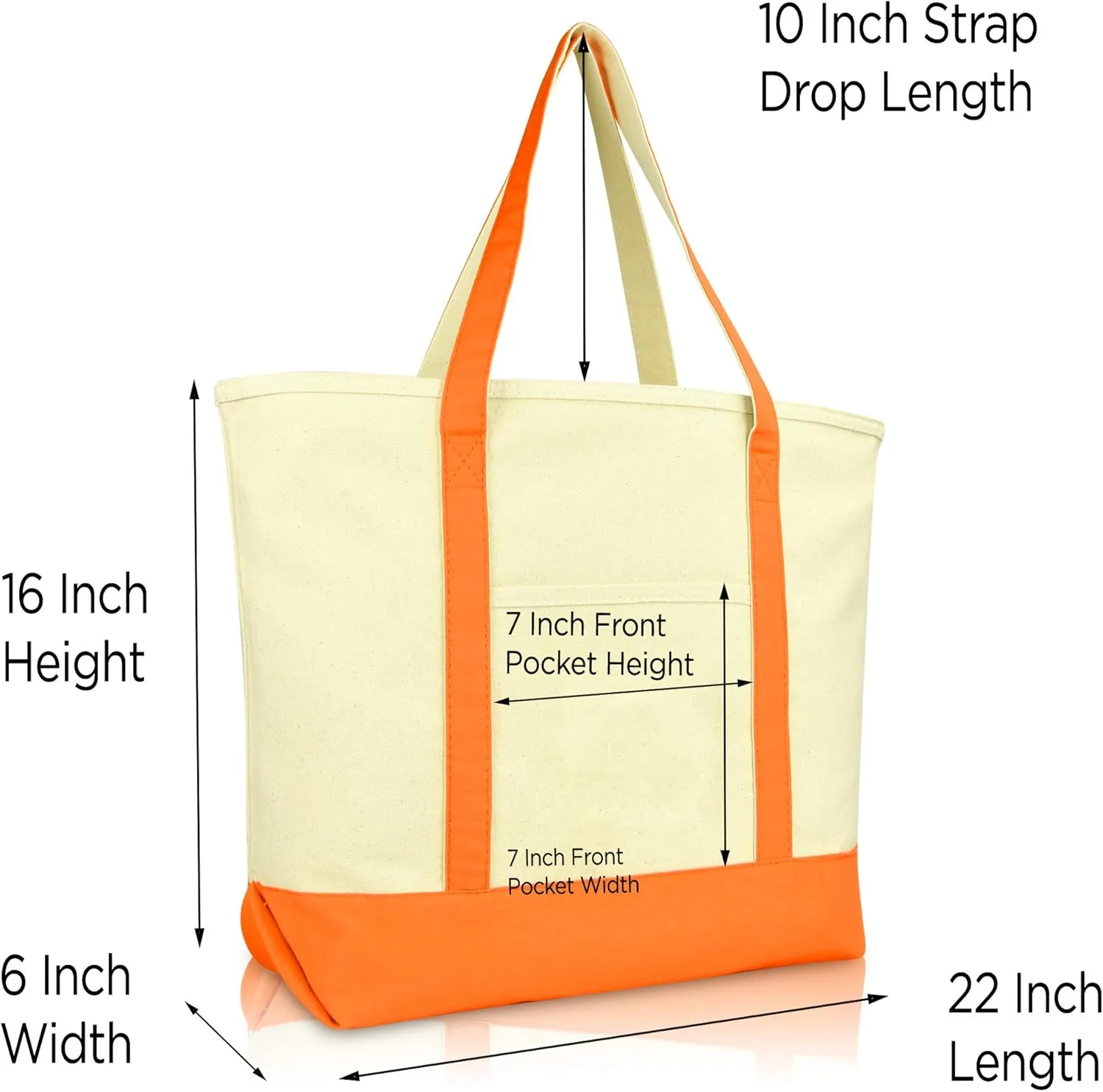 DALIX Initial Tote Bag Personalized Monogram Orange Zippered Top Letter - C