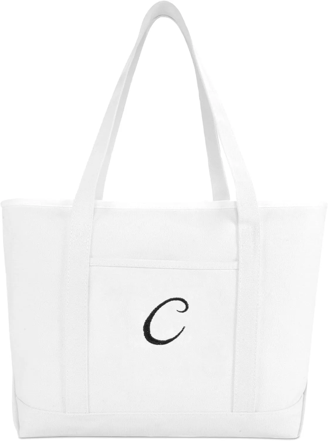 DALIX Large Canvas Tote Bag for Women Work Bag Beach Totes Monogrammed White A - Z