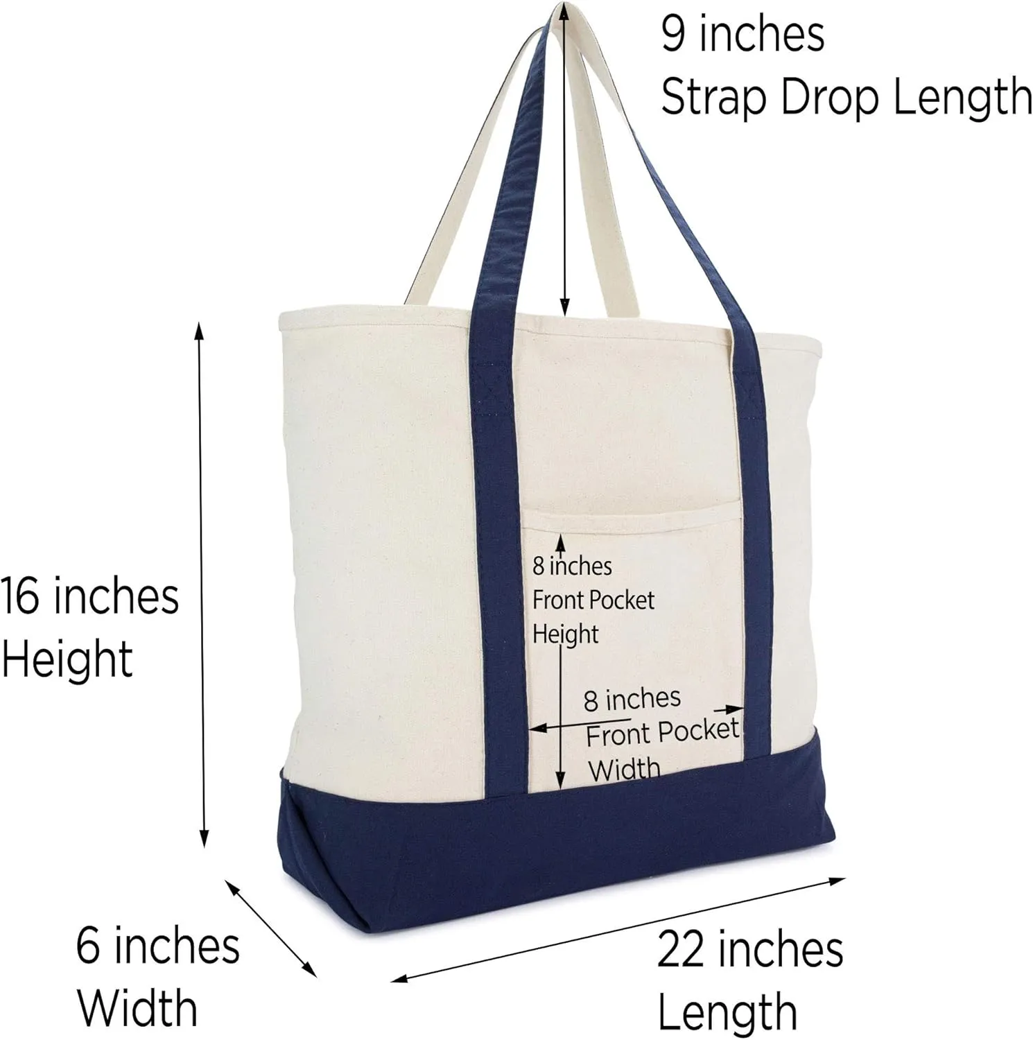 DALIX Monogram Tote Bag Personalized Navy Blue Initial A-Z