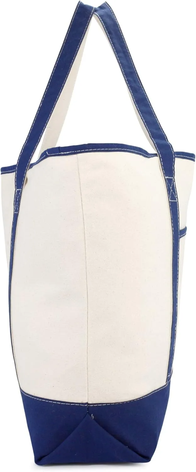 DALIX Personalized Tote Bag For Women Monogram Initial Open Top Navy Blue A-Z