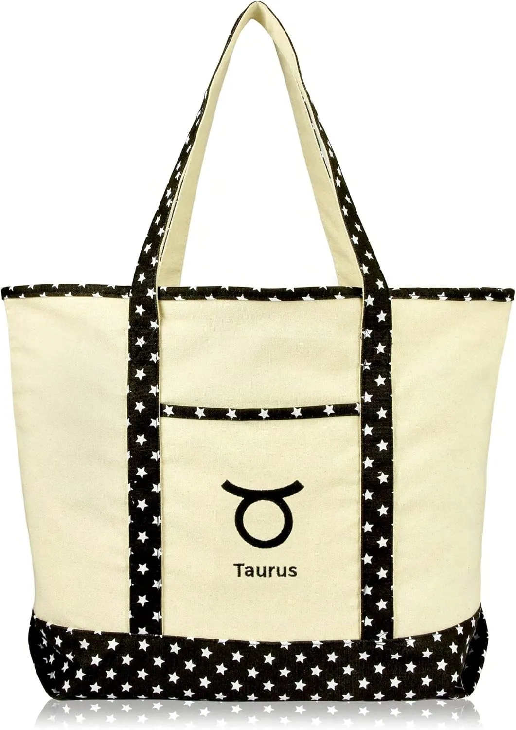 DALIX Zodiac Sign Shopping Tote Bag Black Star Horoscope Gifts - Taurus