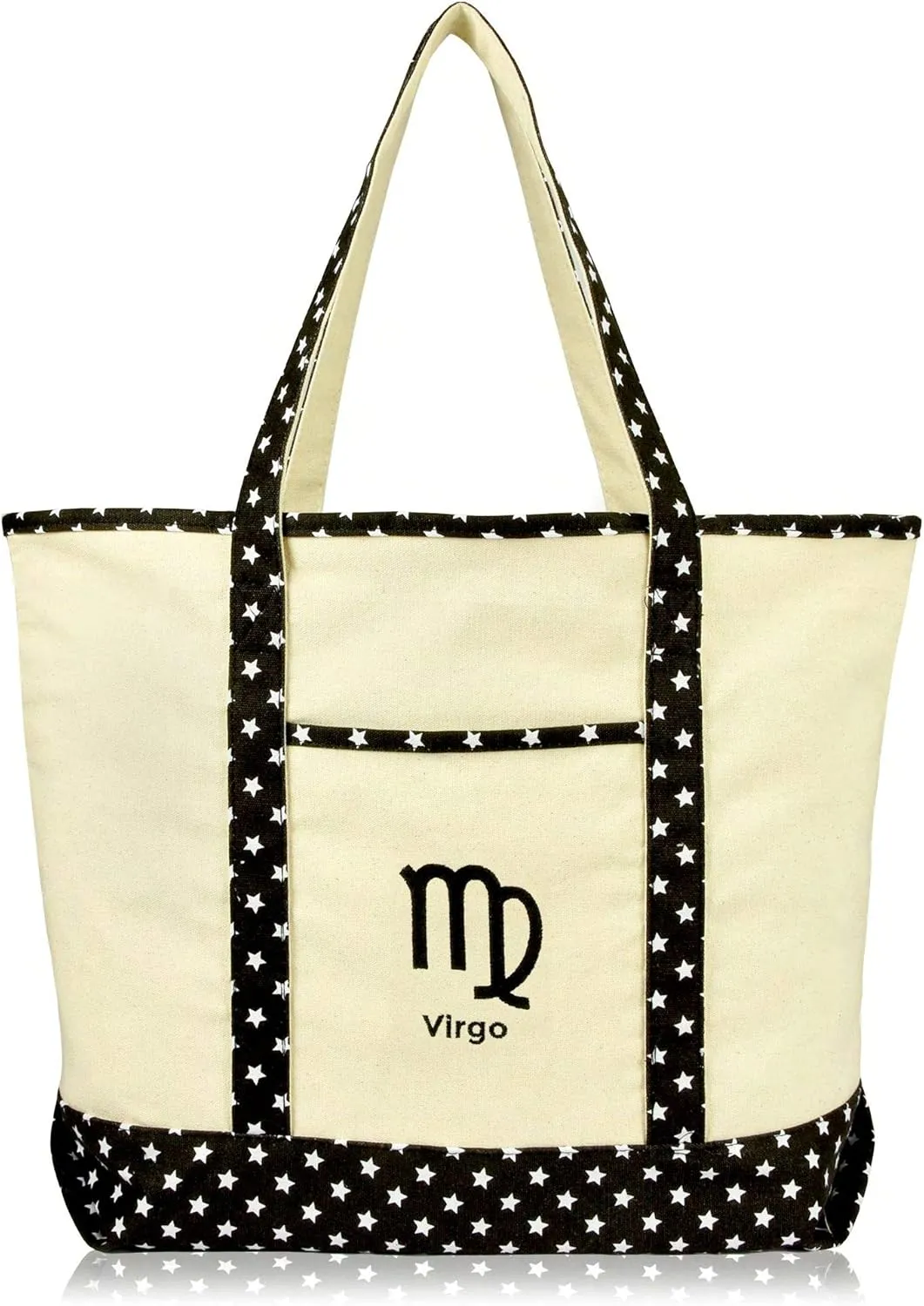 DALIX Zodiac Sign Shopping Tote Bag Black Star Horoscope Gifts - Virgo