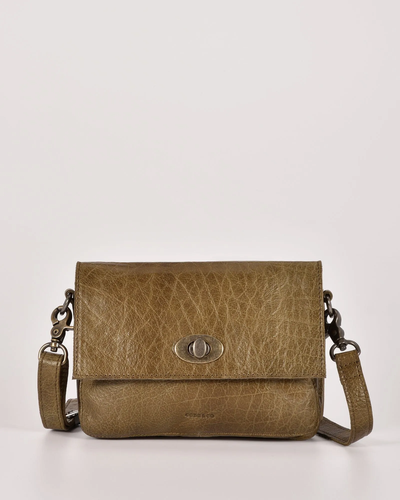 Darwin Leather Crossbody Bag with Turnlock