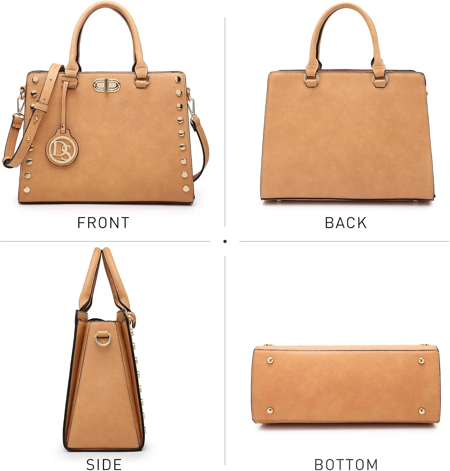 Dasein Women Medium Satchel Handbag Work Tote Shoulder Bag Top Handle Purse with Matching Clutch 2pcs Set