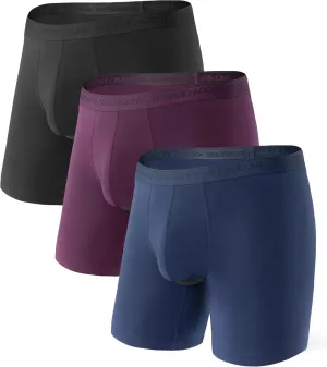 DAVID ARCHY Men's Boxer Briefs, Micro Modal Dual Pouch Trunks Support Ball Bulge Enhancing Underwear,Underwear For Man 3 Pack