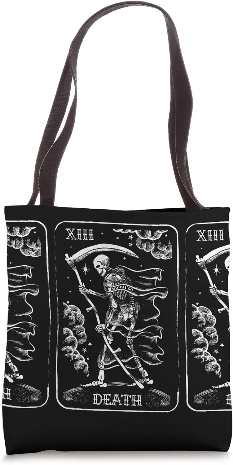 Death Tarot Card Skeleton Wielding Sickle Illustration Tote Bag