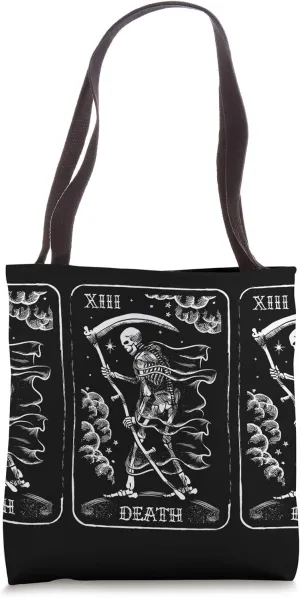 Death Tarot Card Skeleton Wielding Sickle Illustration Tote Bag