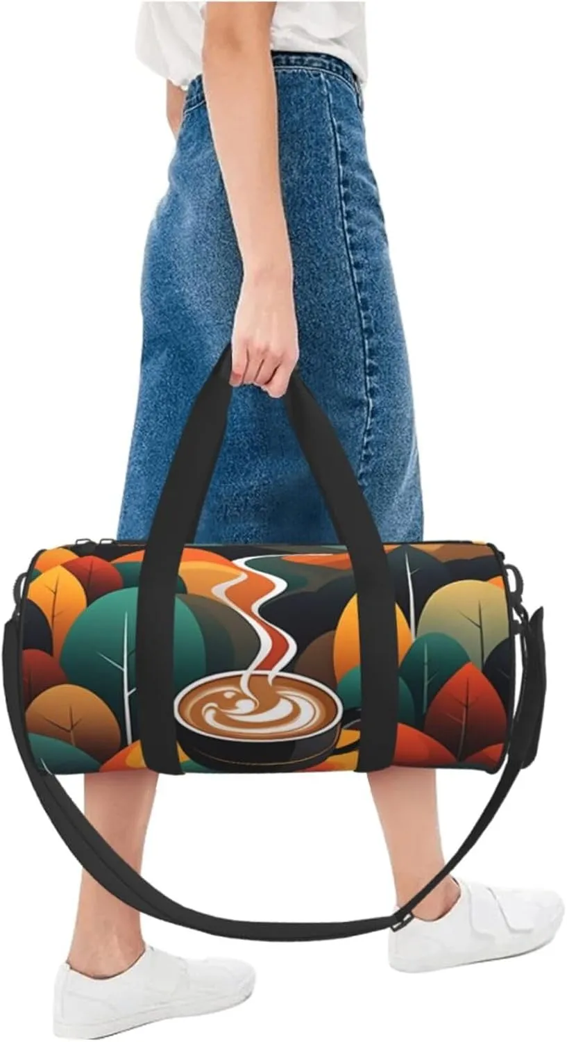 Delicious Coffee Printed Travel Bag,Round Personal Item Storage bag,Foldie Duffel Bag for Traveling Vacation,Fitness,Sports