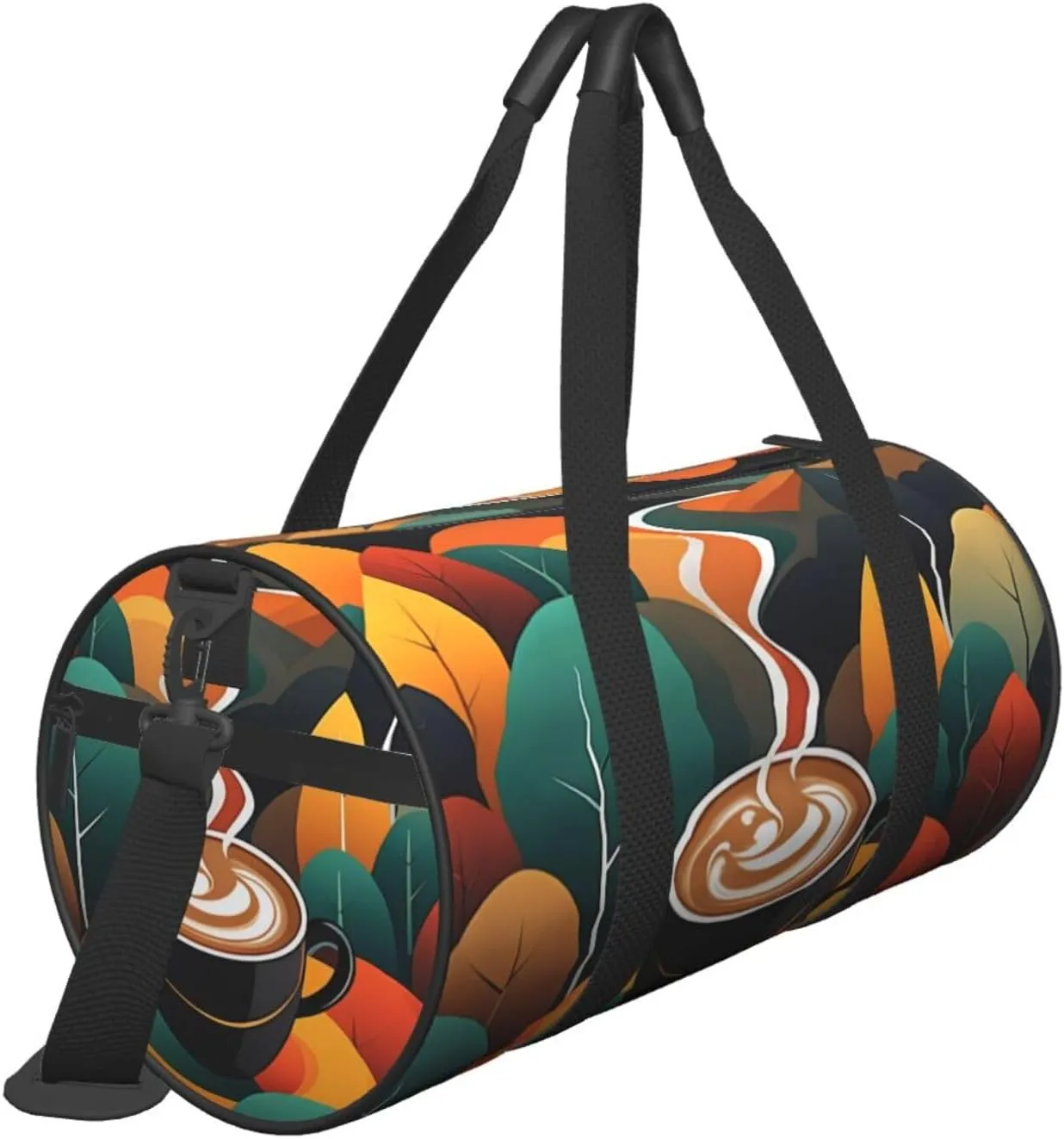 Delicious Coffee Printed Travel Bag,Round Personal Item Storage bag,Foldie Duffel Bag for Traveling Vacation,Fitness,Sports