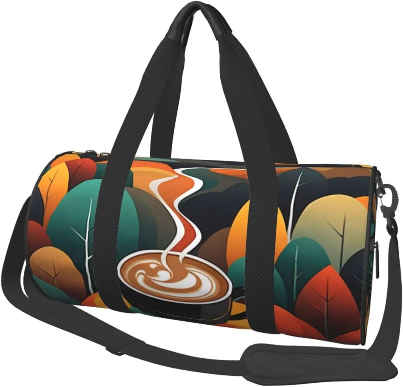Delicious Coffee Printed Travel Bag,Round Personal Item Storage bag,Foldie Duffel Bag for Traveling Vacation,Fitness,Sports
