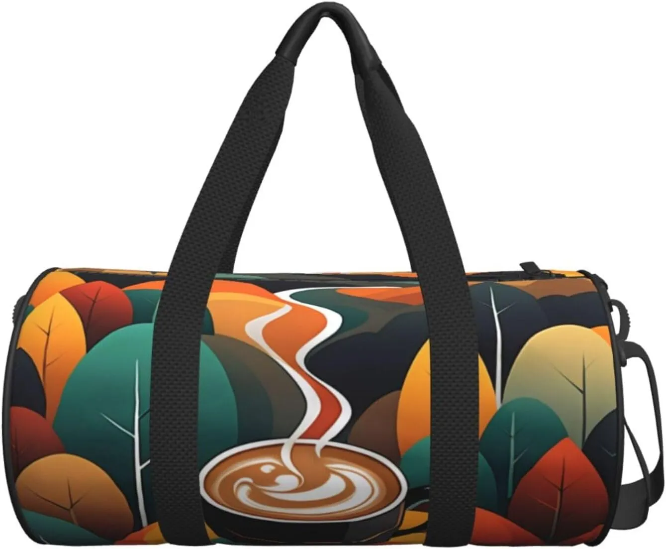 Delicious Coffee Printed Travel Bag,Round Personal Item Storage bag,Foldie Duffel Bag for Traveling Vacation,Fitness,Sports