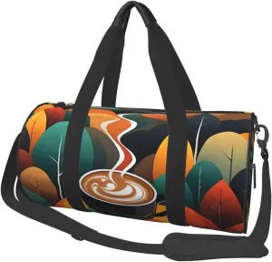 Delicious Coffee Printed Travel Bag,Round Personal Item Storage bag,Foldie Duffel Bag for Traveling Vacation,Fitness,Sports