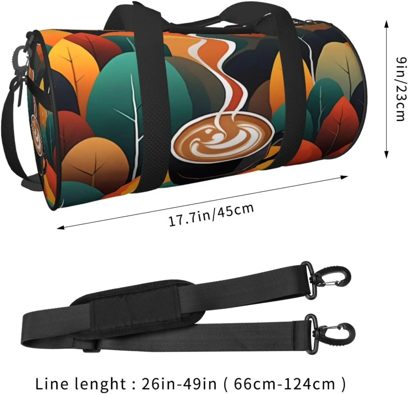 Delicious Coffee Printed Travel Bag,Round Personal Item Storage bag,Foldie Duffel Bag for Traveling Vacation,Fitness,Sports