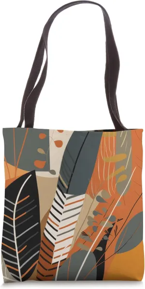 Desert Botanical Boho Wildflower Earth Tone Feather Floral Tote Bag