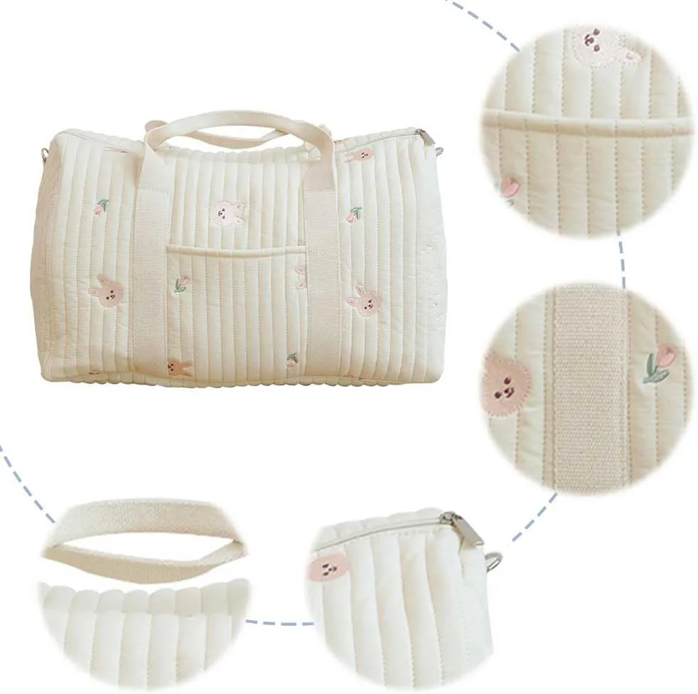 Diaper Bag Embroidered Nappy Organizer Cute Cartoon Messenger Bag Mom Bag Storage Bag Luggage Tote Bag for Travel