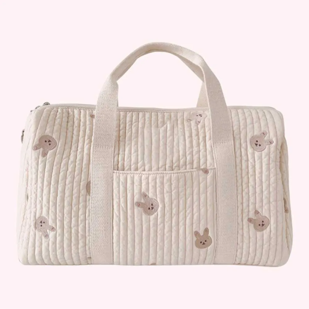 Diaper Bag Embroidered Nappy Organizer Cute Cartoon Messenger Bag Mom Bag Storage Bag Luggage Tote Bag for Travel
