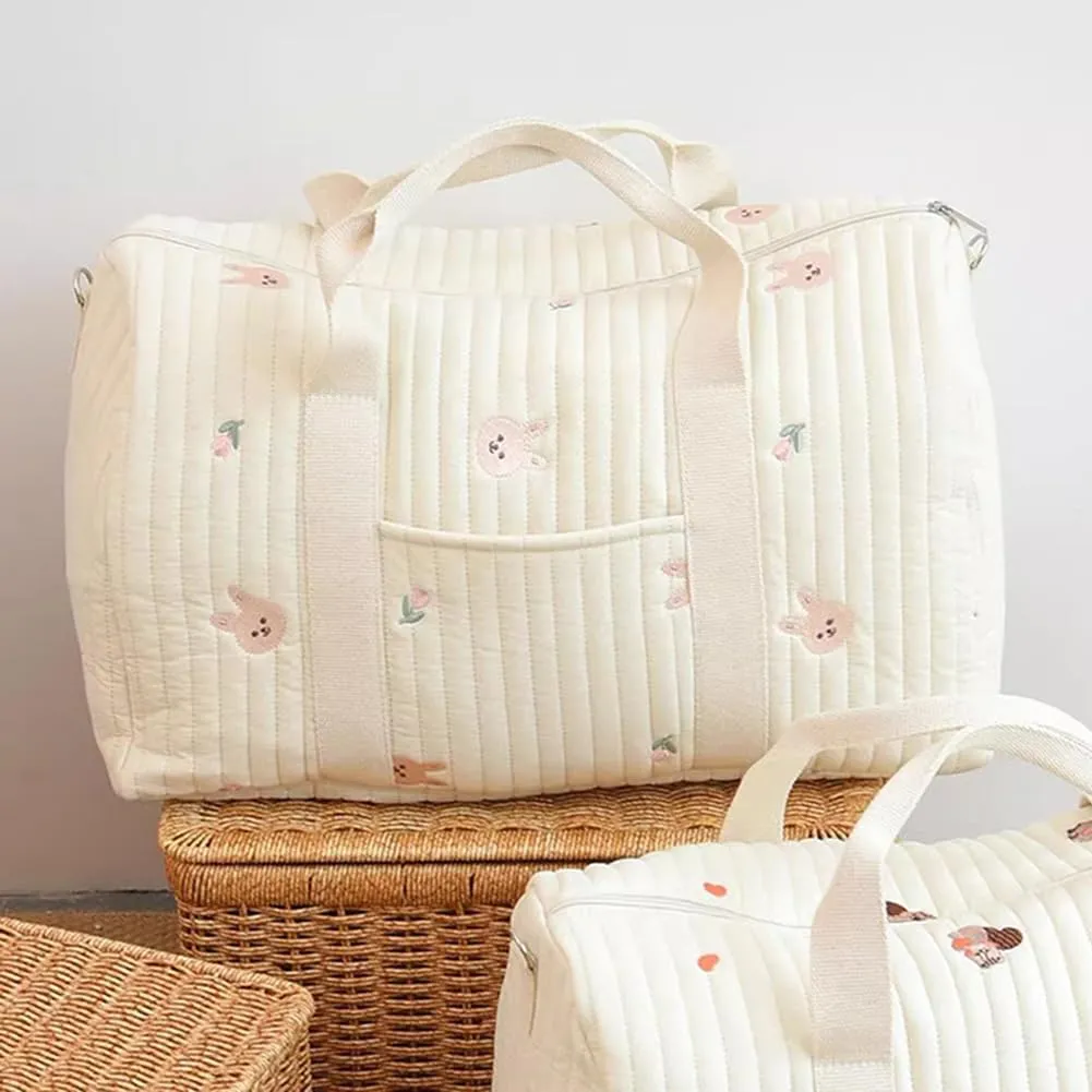 Diaper Bag Embroidered Nappy Organizer Cute Cartoon Messenger Bag Mom Bag Storage Bag Luggage Tote Bag for Travel