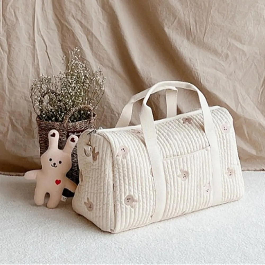 Diaper Bag Embroidered Nappy Organizer Cute Cartoon Messenger Bag Mom Bag Storage Bag Luggage Tote Bag for Travel