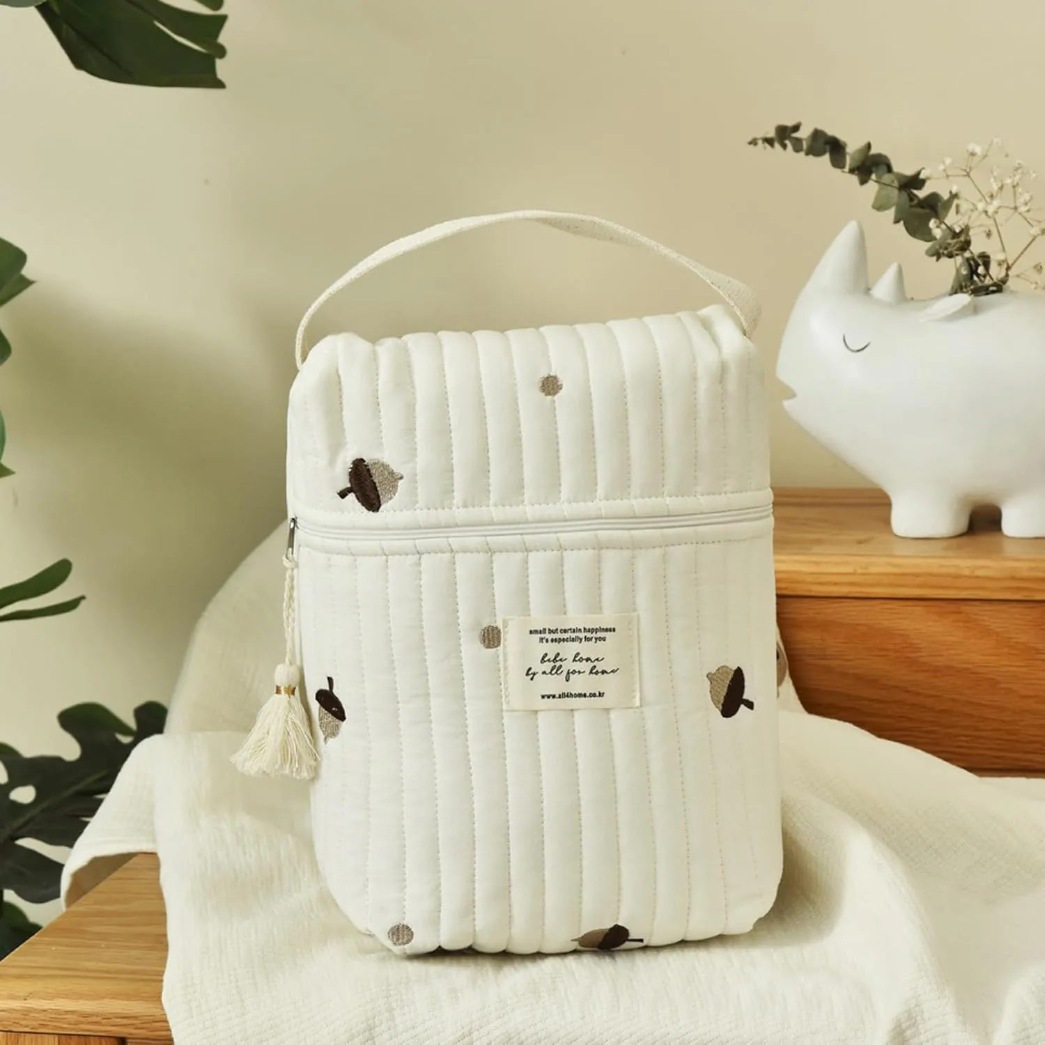 Diaper Bag Tote, Travel Diaper Tote, Multifunction Baby Bag for Bottle Wipes Pacifier (Pine Cone)