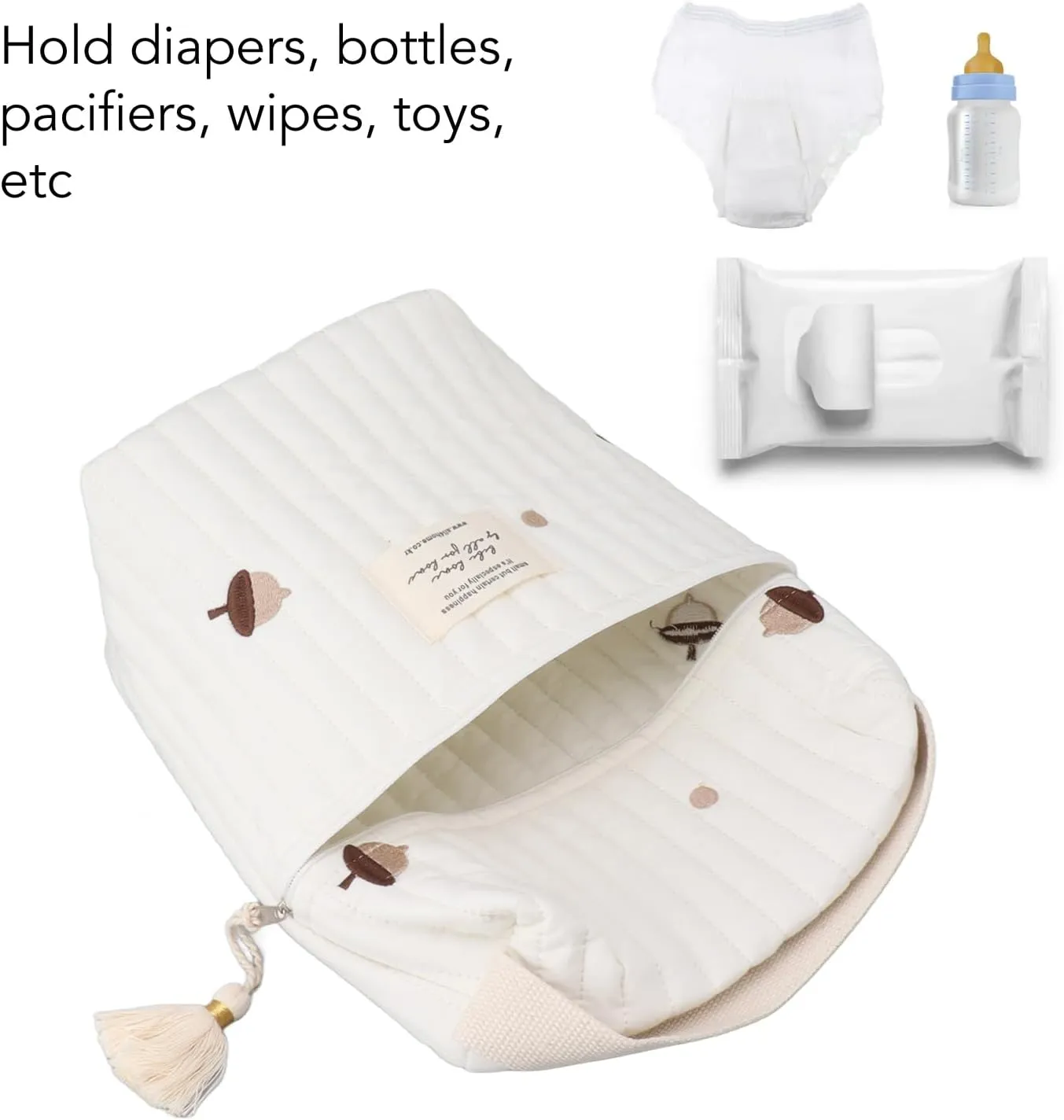 Diaper Bag Tote, Travel Diaper Tote, Multifunction Baby Bag for Bottle Wipes Pacifier (Pine Cone)