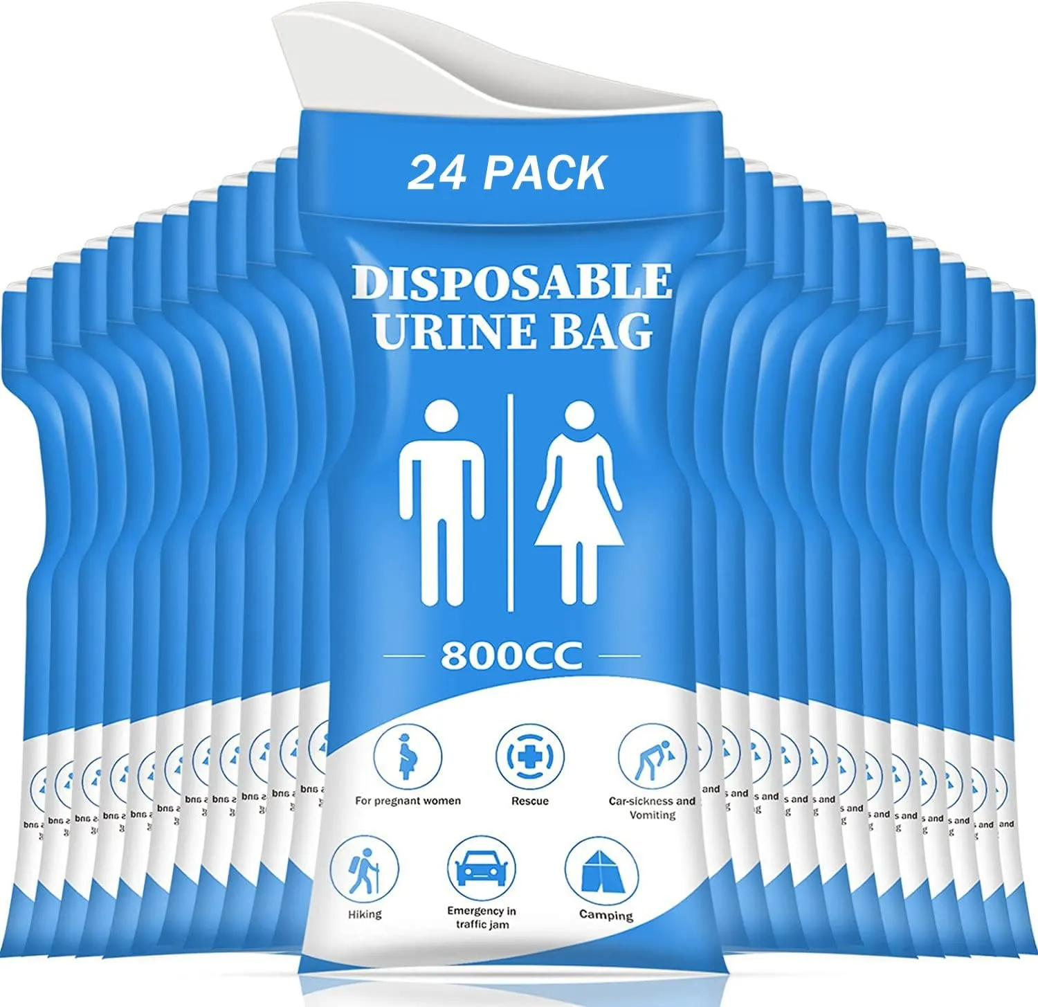 DIBBATU Disposable Urine Bag, 12/24 PCS Pee Bags for Travel for Women/Men, 800ML Emergency Portable Urinal Bag and Vomit Bags, Unisex Urinal Bag for Camping, Traffic Jams, Pregnant, Patient, Kids