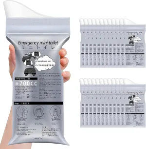 Disposable Urinal Bag, 8/12/24 Pack Unisex Emergency Urine Bag, Portable Camping Pee Bag, Travel Urine Bag Vomit Bag for Traffic Jams, Drivers, Pregnant, Patient, Kids (Grey-24 Pack)