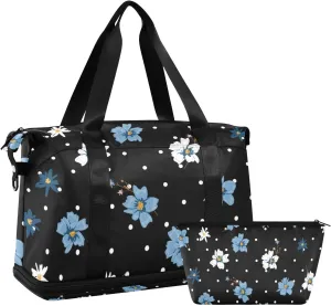 Ditsy Dot Versatile Sports Travel Bag - Lasting Twill Tote, Removable Wheel & Rod Bagging, Multi-pocket Design, Complimentary Makeup Bag