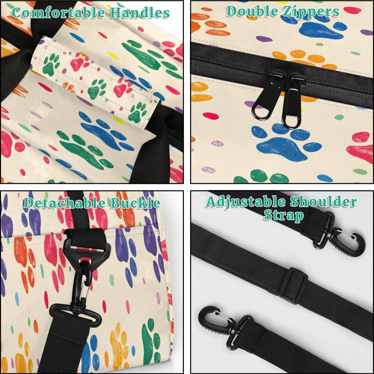 Dog Paw Kids Overnighter Duffel Bags for Boys, Carry-On Size Sports Gym Bag with Front Zipper Pocket for School Practice or Overnight Travel Weekender Sleepover Tote Bag