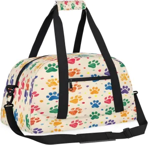 Dog Paw Kids Overnighter Duffel Bags for Boys, Carry-On Size Sports Gym Bag with Front Zipper Pocket for School Practice or Overnight Travel Weekender Sleepover Tote Bag