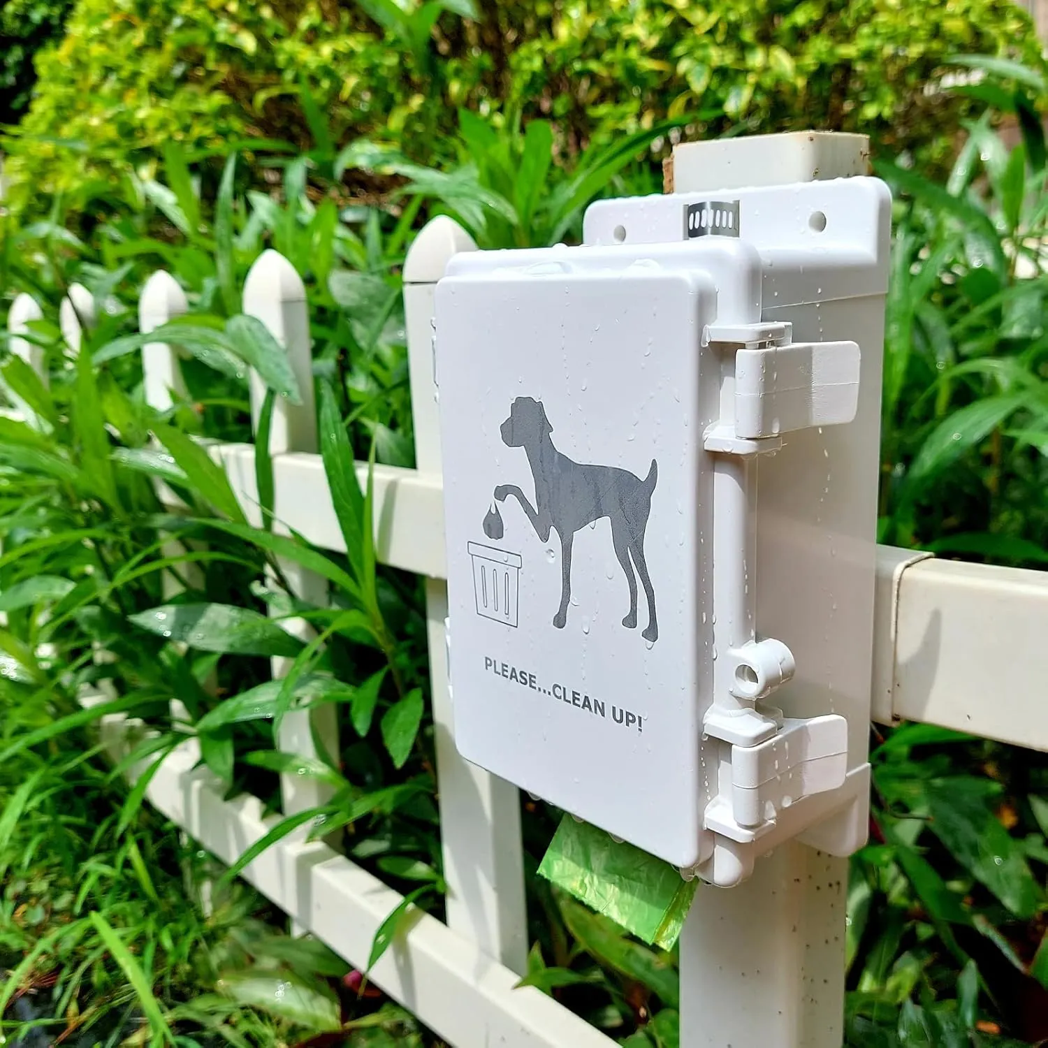 Dog Poop Bag Dispenser Wall Mounted Waterproof Outdoor Pet Waste Bags Dispenser Station Stake, Pole, Fence Mounted fits Home, Porch, Back Yard (white,only dispenser)