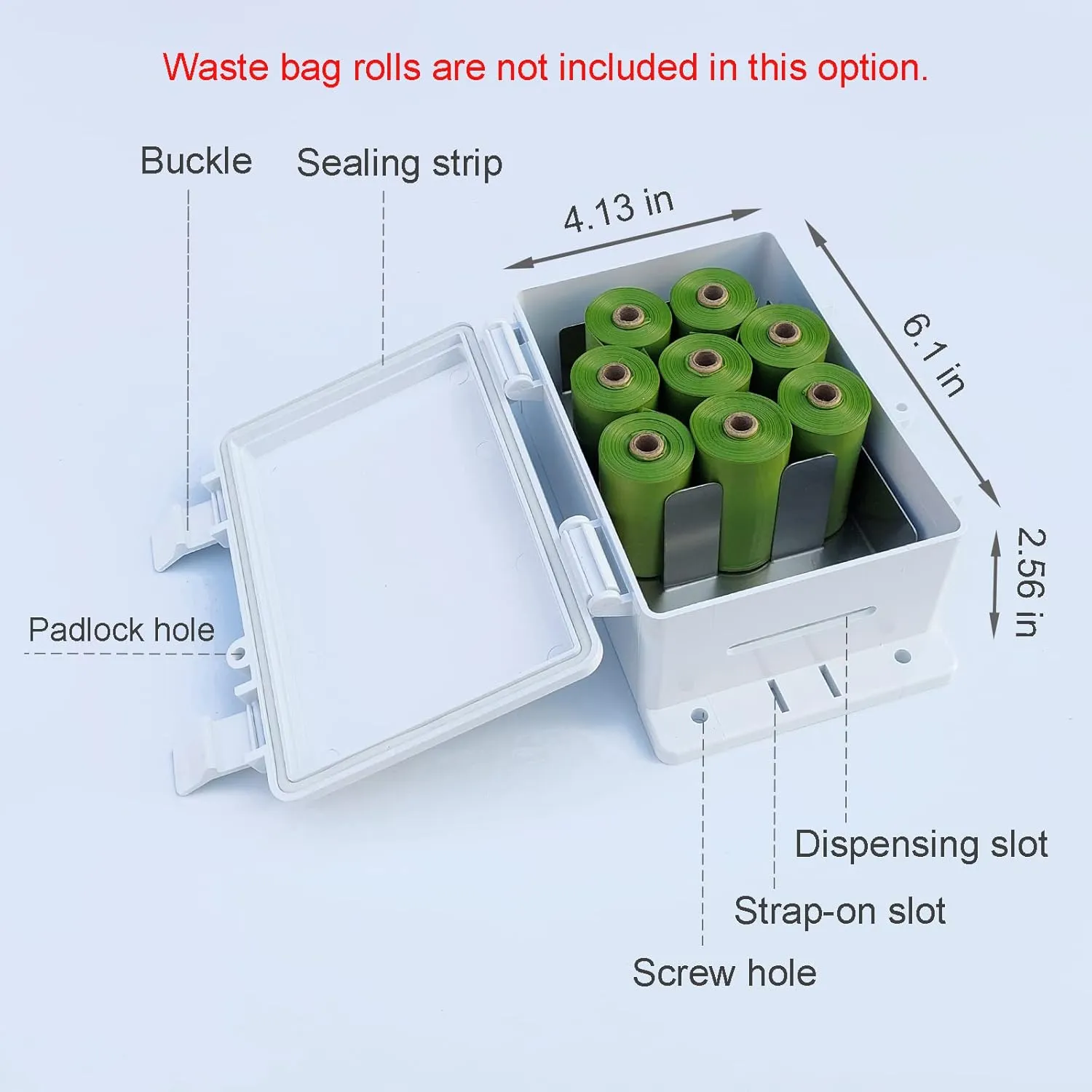 Dog Poop Bag Dispenser Wall Mounted Waterproof Outdoor Pet Waste Bags Dispenser Station Stake, Pole, Fence Mounted fits Home, Porch, Back Yard (white,only dispenser)