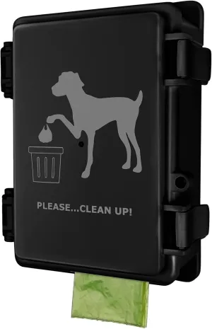 Dog Poop Bag Dispenser Wall Mounted Waterproof Outdoor Pet Waste Bags Dispenser Station with Cute Doggie Poo Images Post, Pole, Fence Mountable fits Home, Porch, Patio, Yard（black,only dispenser)