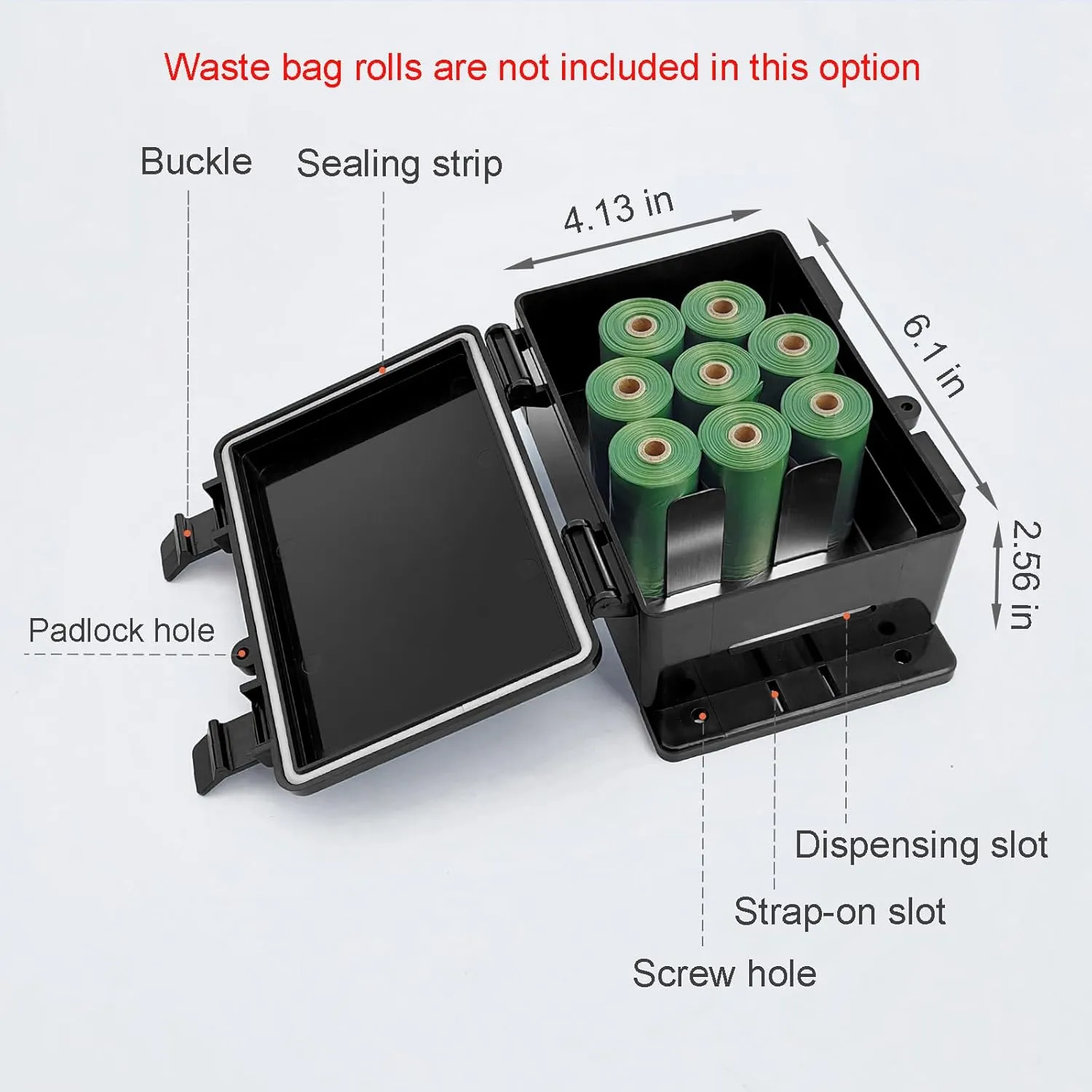 Dog Poop Bag Dispenser Wall Mounted Waterproof Outdoor Pet Waste Bags Dispenser Station with Cute Doggie Poo Images Post, Pole, Fence Mountable fits Home, Porch, Patio, Yard（black,only dispenser)